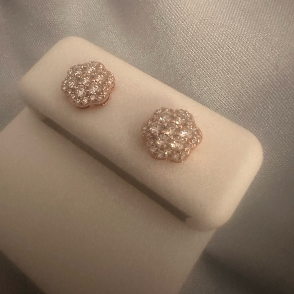Sterling silver moissanite pick one silver or rose Gold honeycomb Earrings
